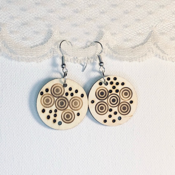 {Pyrography Earrings}🔥 - Picture 6 of 7